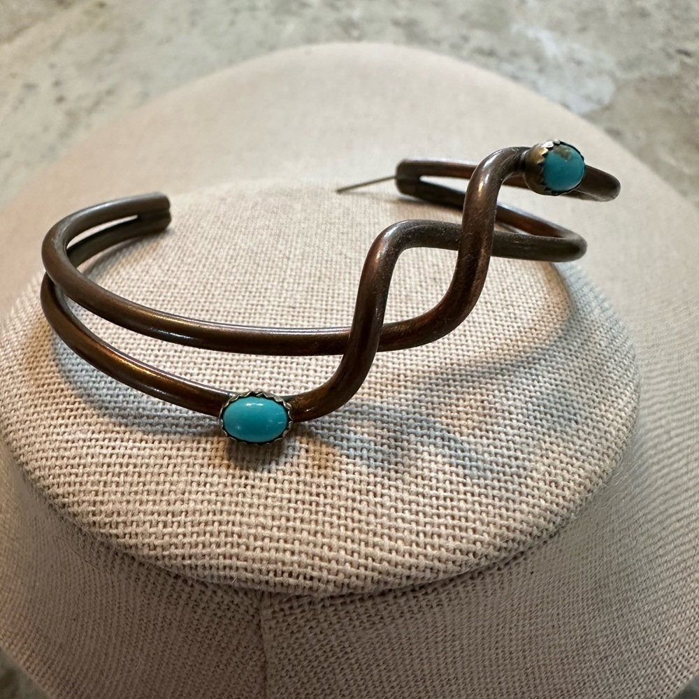 Native American Navajo Copper & Turquoise Bracelets - Stackable - Picture 5 of 6